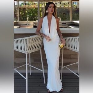 Zara White Halter/Backless Dress